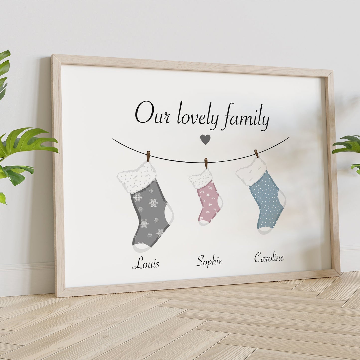 Affiche Famille Personnalisée - Chaussettes de Noel