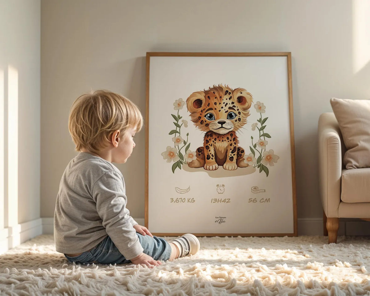 Affiche Naissance Leopard Personnalisable