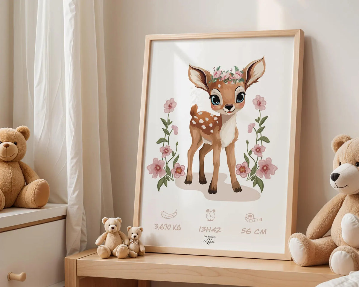 Affiche Naissance Biche Personnalisable