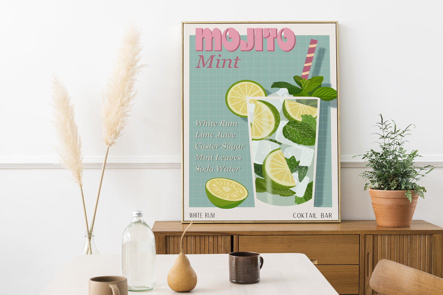 MOJITO PRINT - Affiche de bar - Décoration Murale -Affiche de Cocktail - Décoration Intérieur