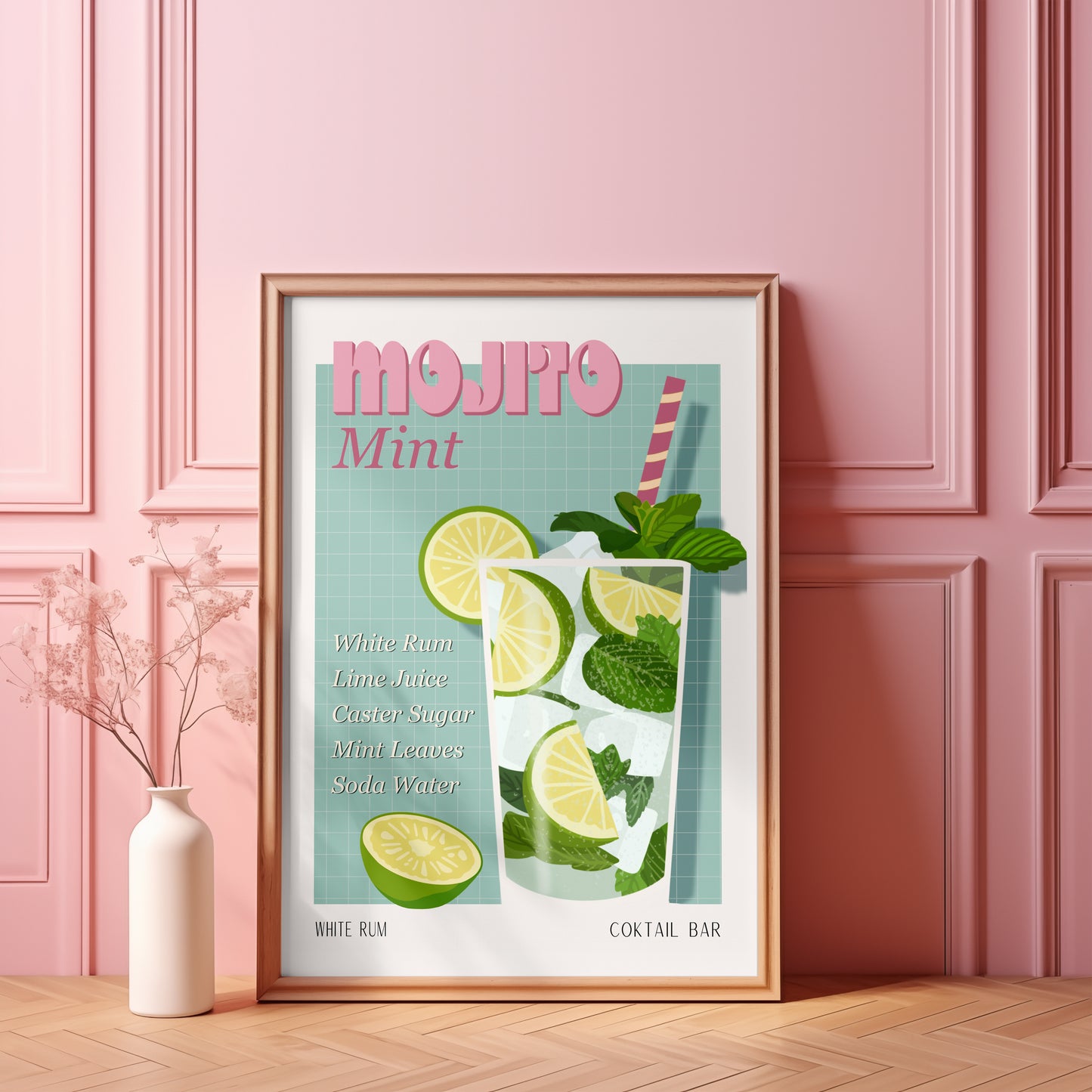 MOJITO PRINT - Affiche de bar - Décoration Murale -Affiche de Cocktail - Décoration Intérieur
