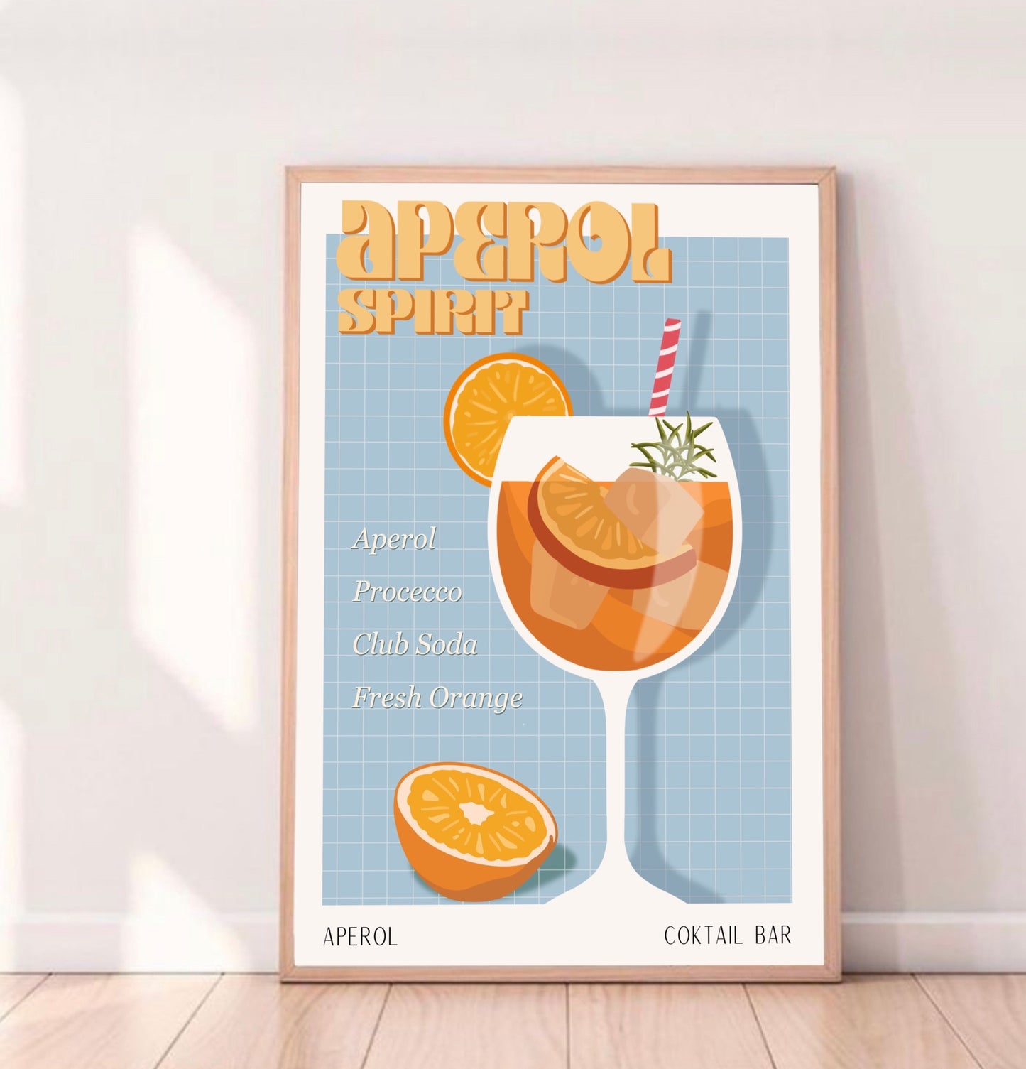 APEROL COCKTAIL PRINT - Cartel de bar - Decoración de pared - Cartel de cóctel - Decoración de interiores