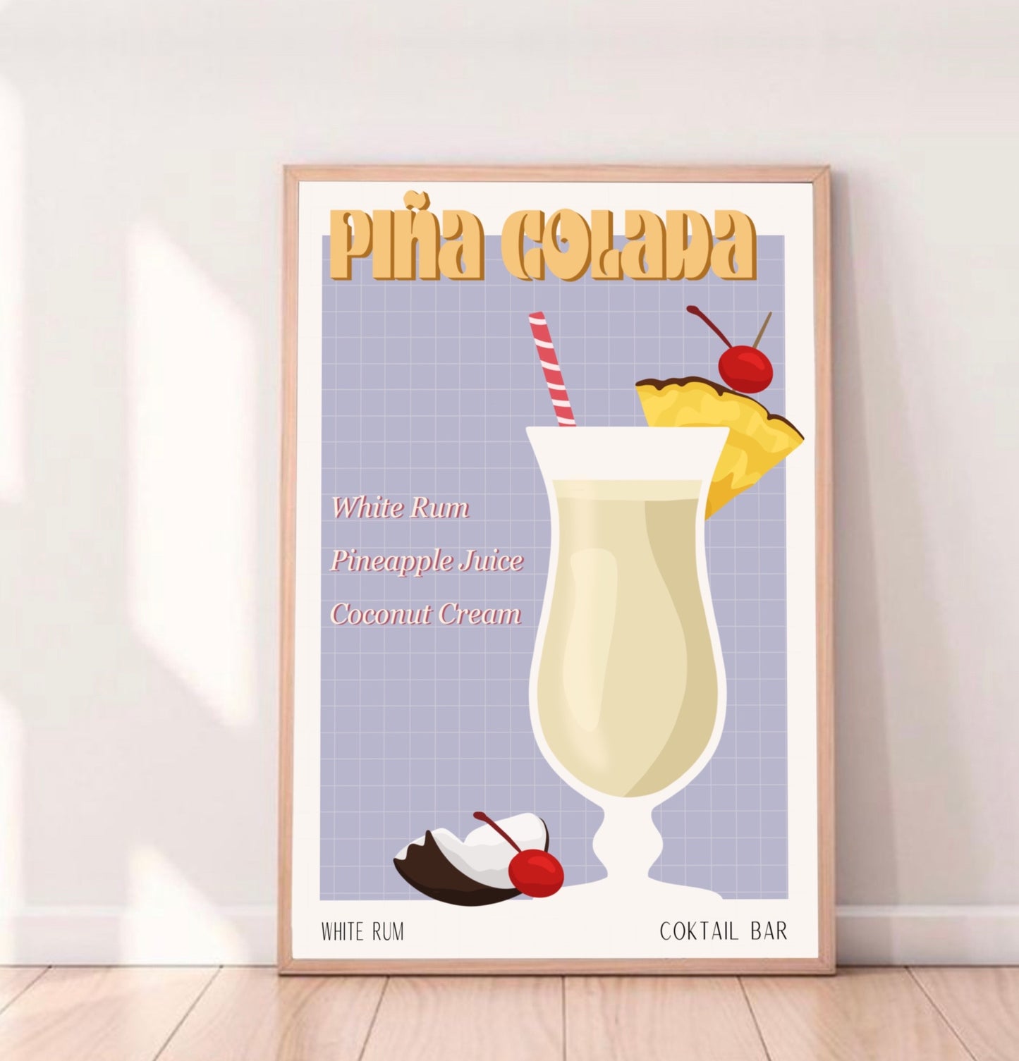 PINA COLADA PRINT - Bar Poster - Wall Decoration - Cocktail Poster - Interior Decoration