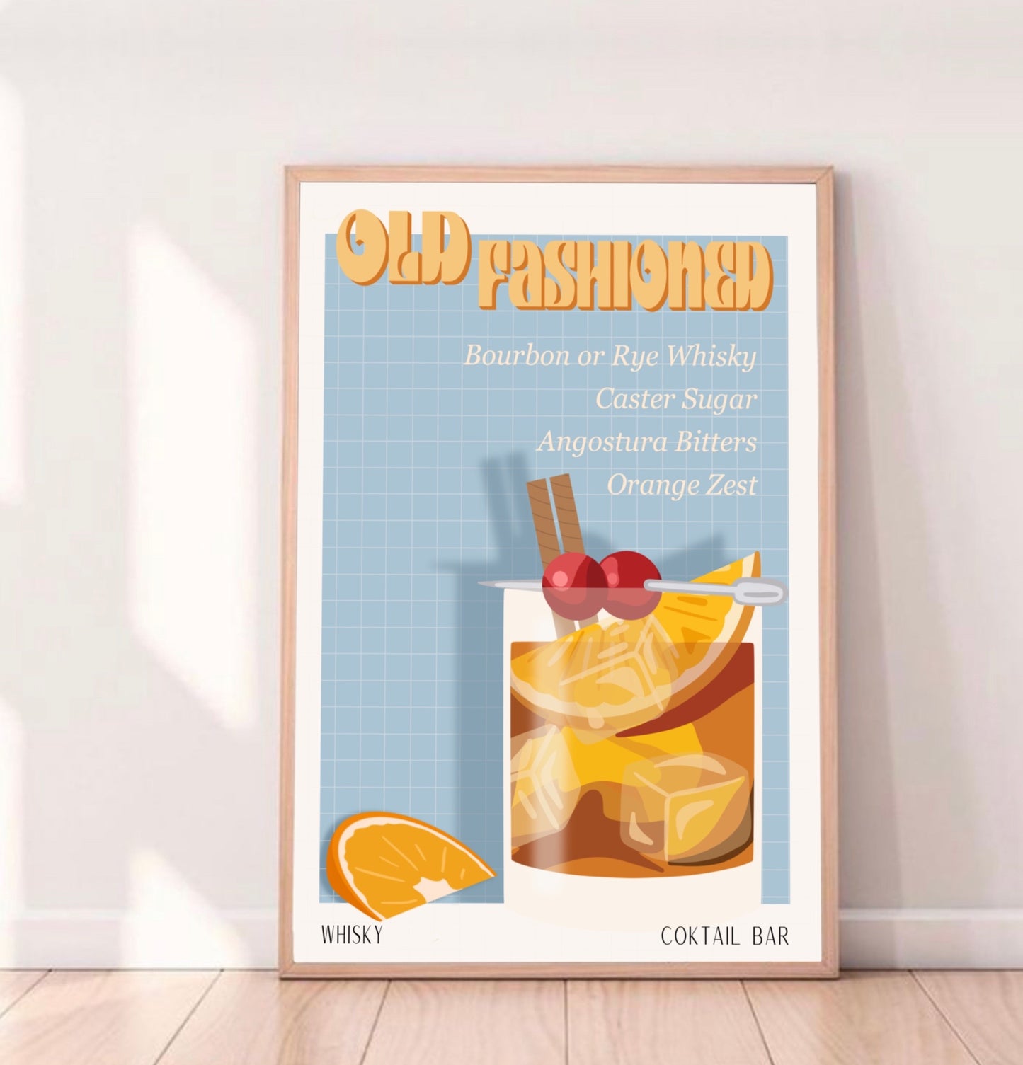 OLD FASHION PRINT - Bar Poster - Wall Decoration - Cocktail Poster - Interior Decoration