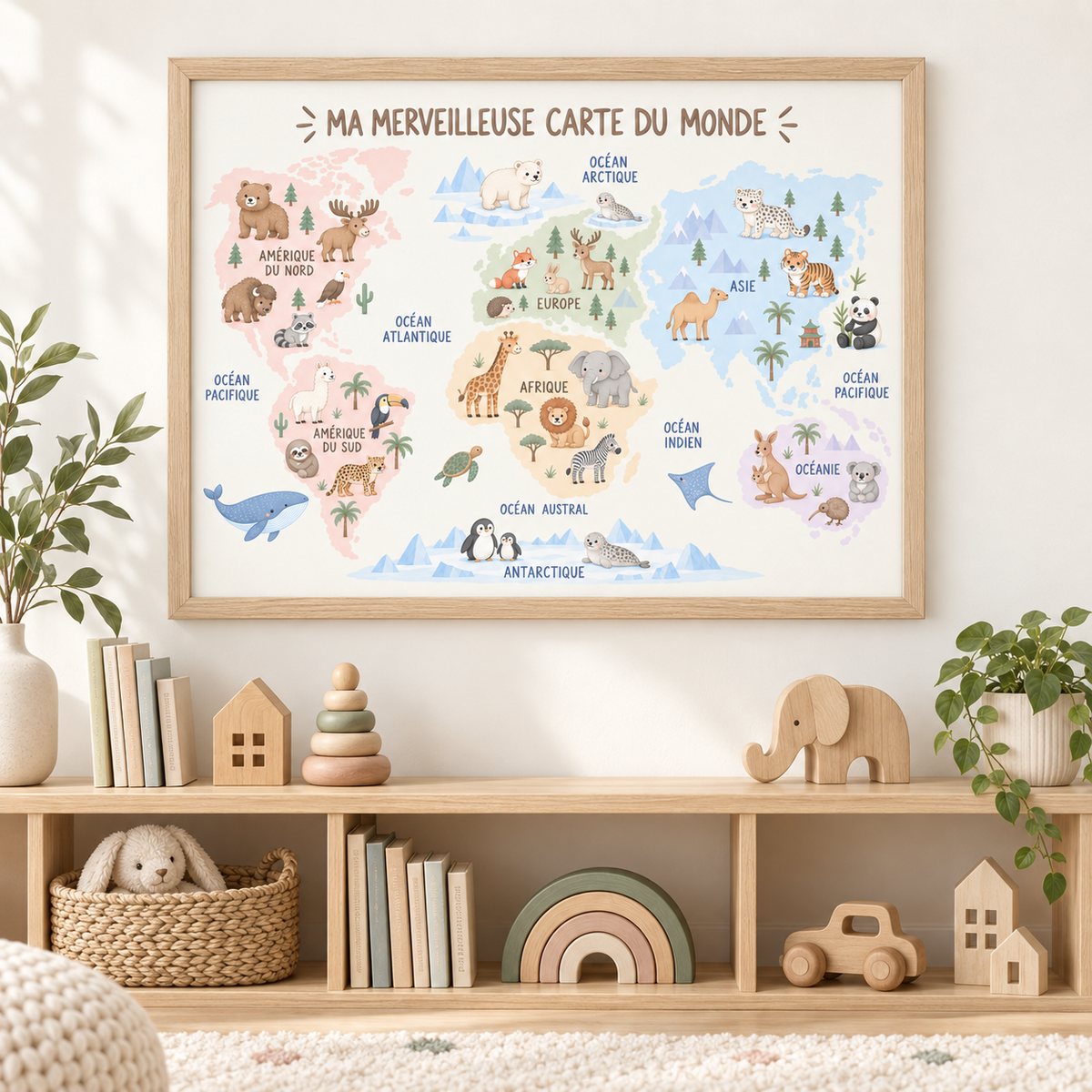 Affiche Mappemonde - Animaux