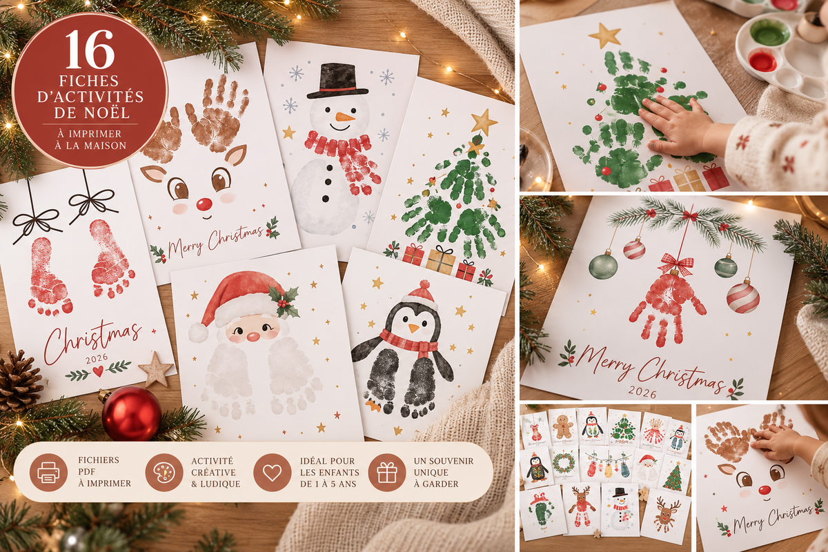 Mes petites empreintes de Noël – Kit de 16 activités à imprimer