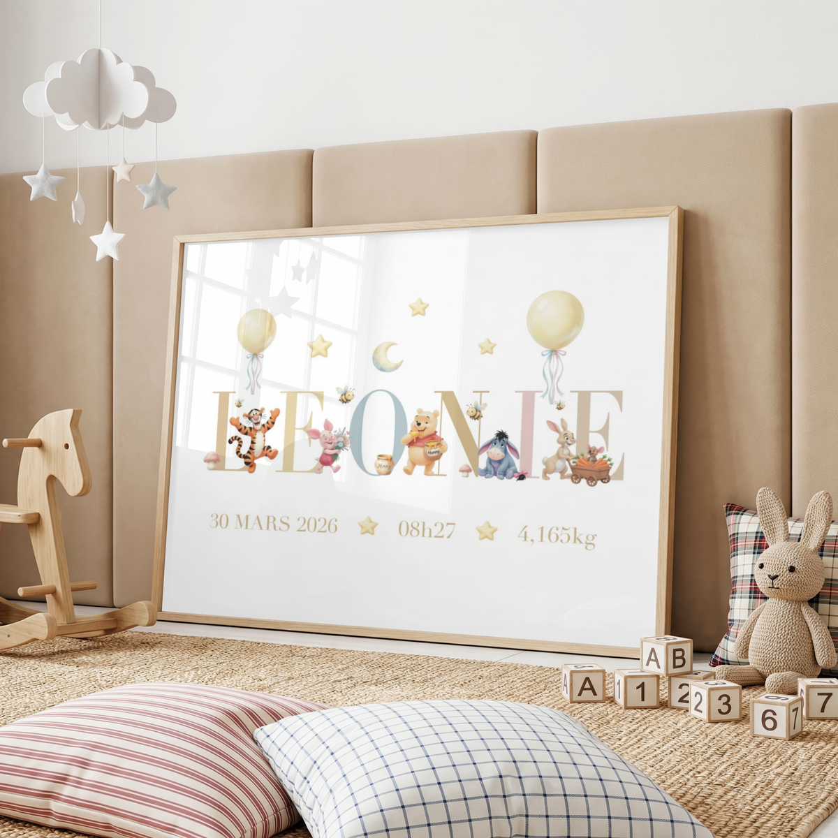 Affiche de naissance personnalisée – Winnie the pooh et ses amis