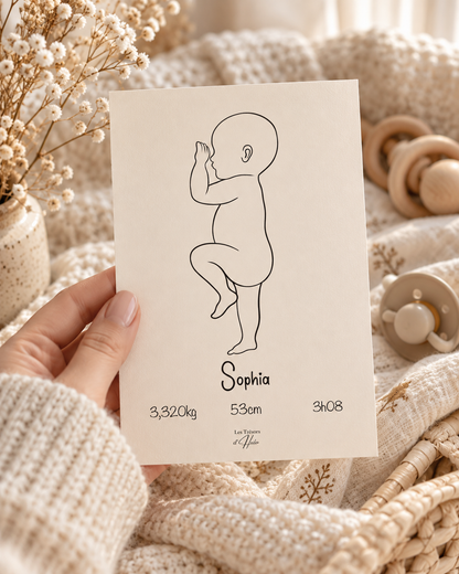 Faire-part de naissance personnalisé Line Art