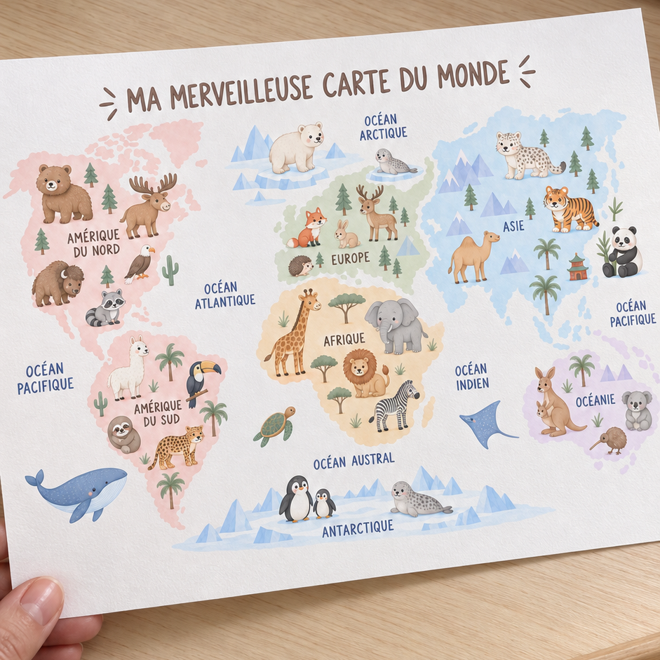 Affiche Mappemonde - Animaux