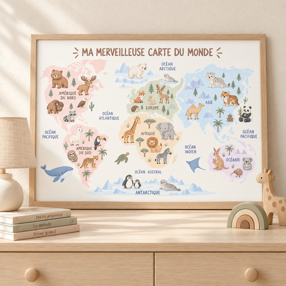Affiche Mappemonde - Animaux