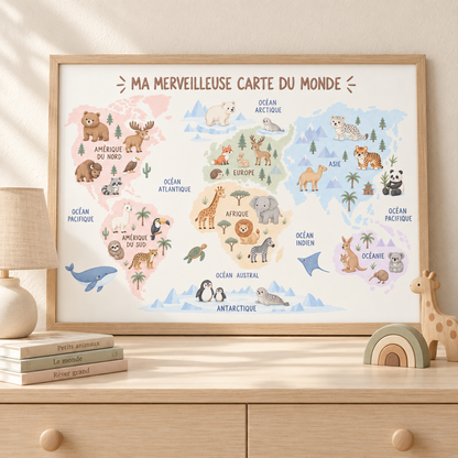 Affiche Mappemonde - Animaux