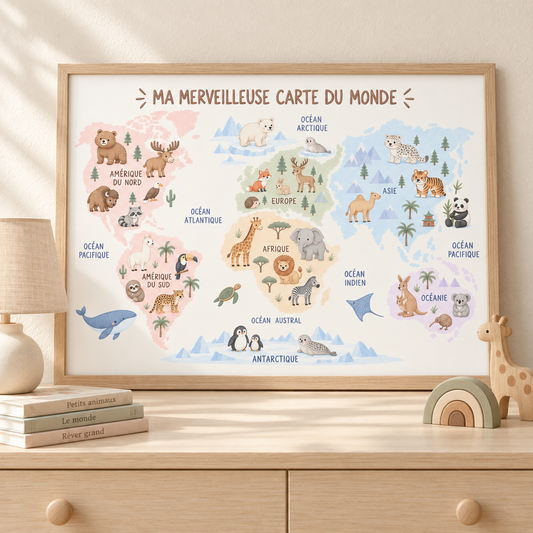 Affiche Mappemonde - Animaux
