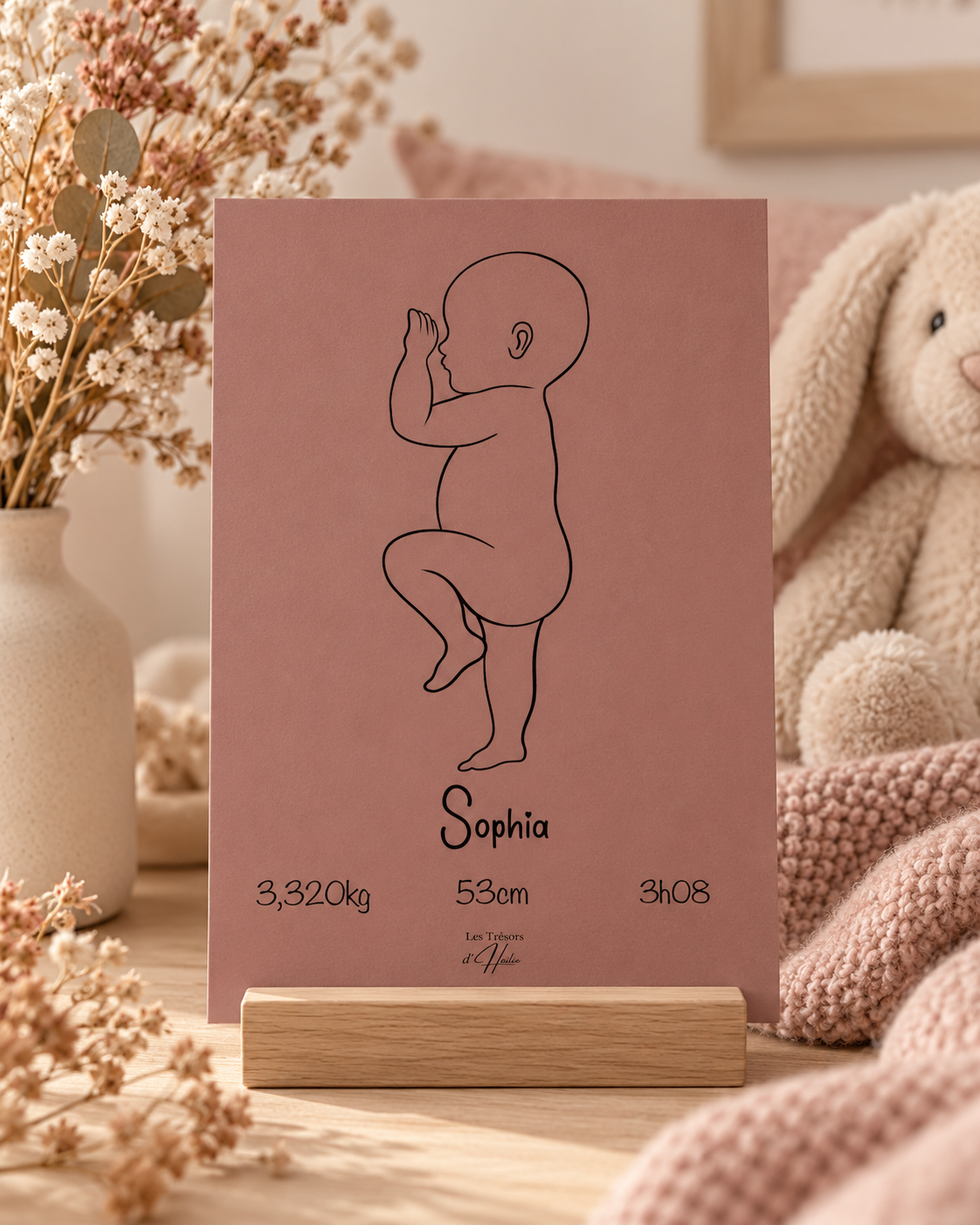 Faire-part de naissance personnalisé Line Art