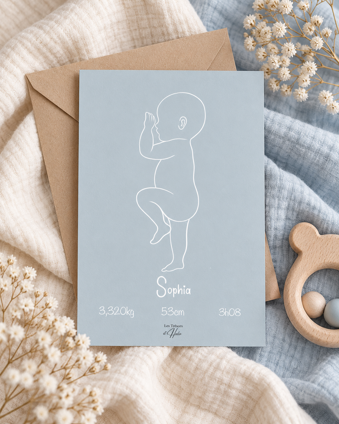 Faire-part de naissance personnalisé Line Art
