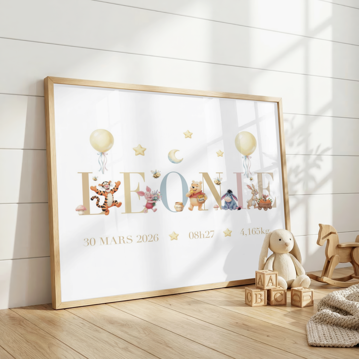 Affiche de naissance personnalisée – Winnie the pooh et ses amis