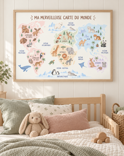 Affiche Mappemonde - Animaux