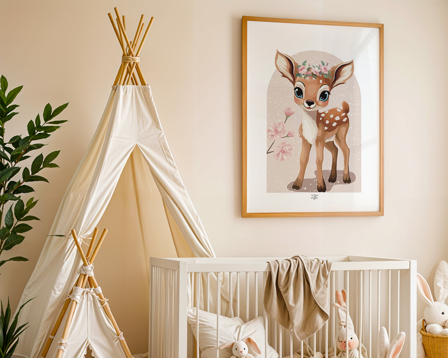 Affiche décoration chambre d'enfant - Thème animaux - Safari - Bébé - naissance