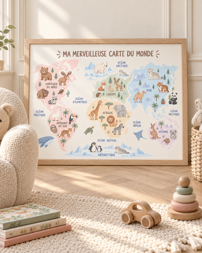 Affiche Mappemonde - Animaux