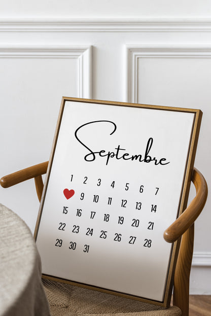 Affiche Personnalisable Date Calendrier