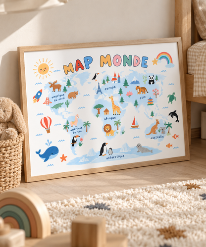 Affiche Map-monde - Pastel