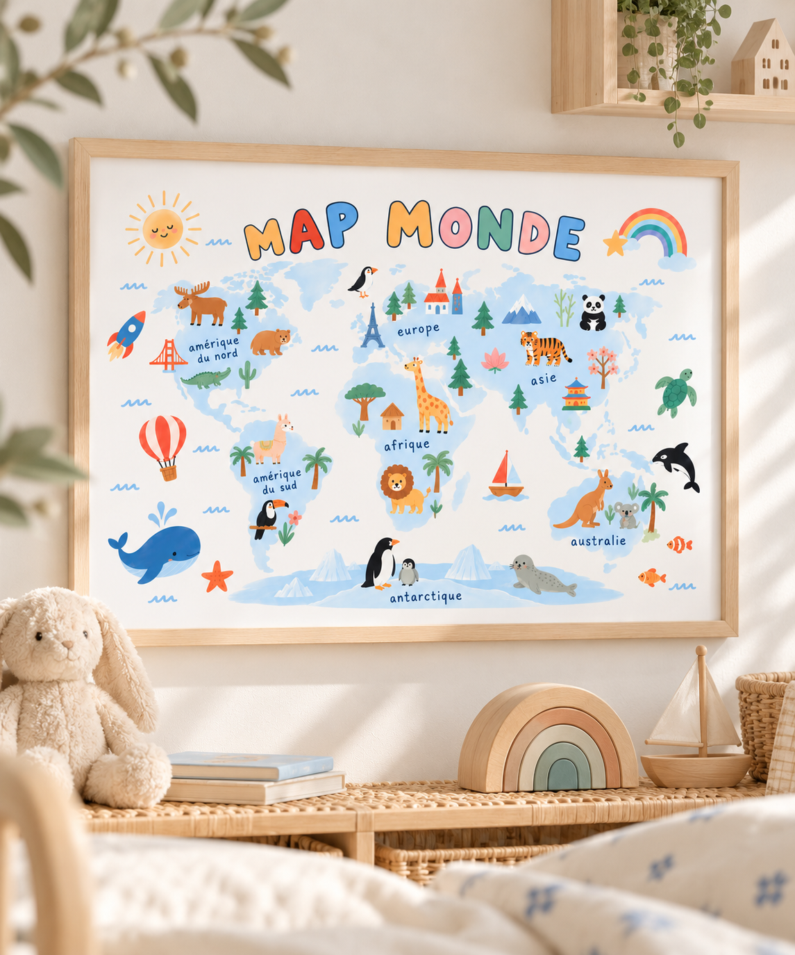 Affiche Map-monde - Pastel
