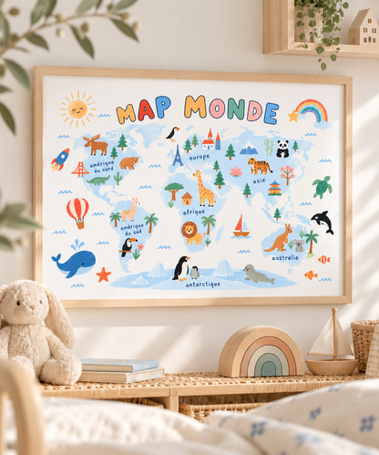 Affiche Map-monde - Pastel