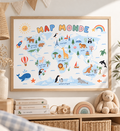 Affiche Map-monde - Pastel
