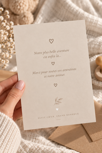 Faire-part de naissance personnalisé avec illustration de votre bébé 🤎