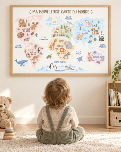 Affiche Mappemonde - Animaux