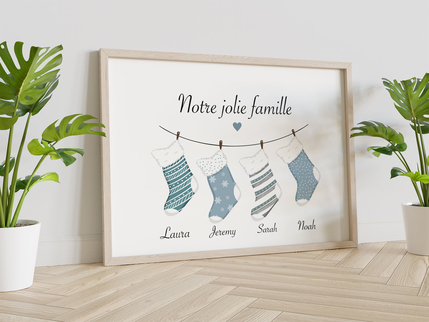 Affiche Famille Personnalisée - Chaussettes de Noel