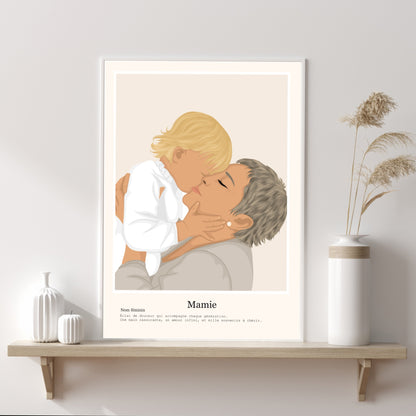 Illustration Personnalisée Mamie – Illustration tendre & poétique