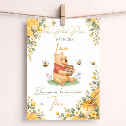 Affiche de bienvenue Winnie l’ourson – Modèle numérique personnalisable sur Canva