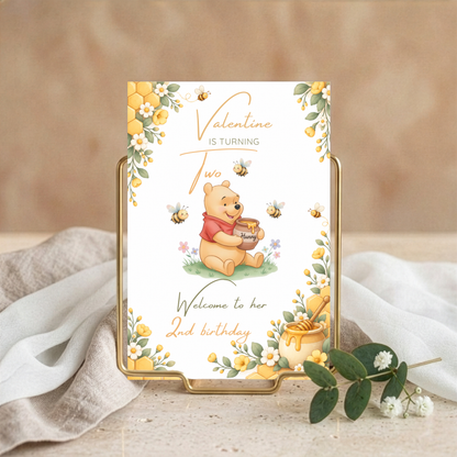 Affiche de bienvenue Winnie l’ourson – Modèle numérique personnalisable sur Canva