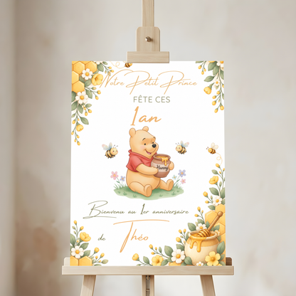 Affiche de bienvenue Winnie l’ourson – Modèle numérique personnalisable sur Canva