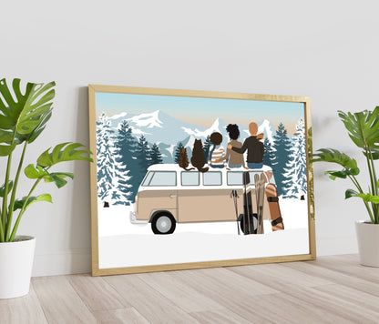 Illustration personnalisable Voyage en Famille