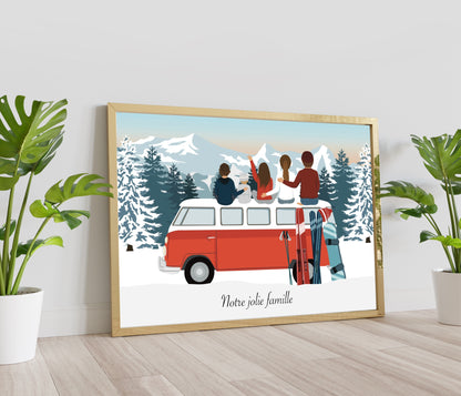 Illustration personnalisable Voyage en Famille