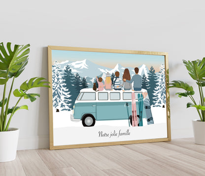 Illustration personnalisable Voyage en Famille