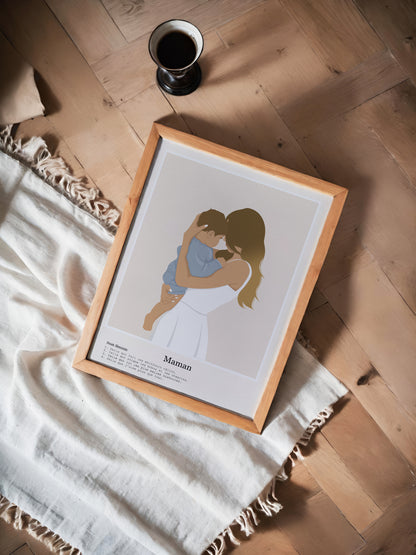 Illustration Personnalisée Maman – Illustration tendre & poétique