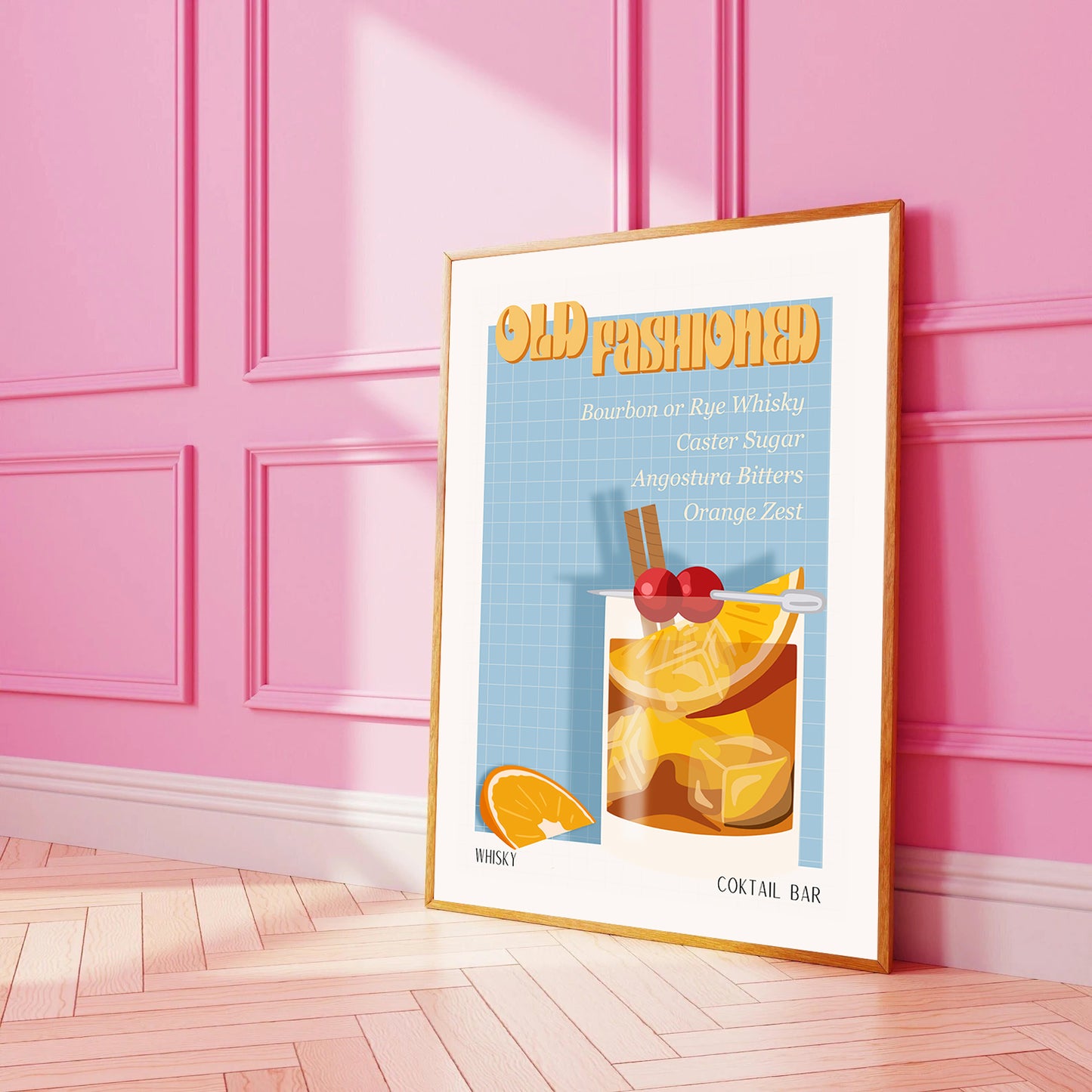 OLD FASHION PRINT - Bar Poster - Wall Decoration - Cocktail Poster - Interior Decoration