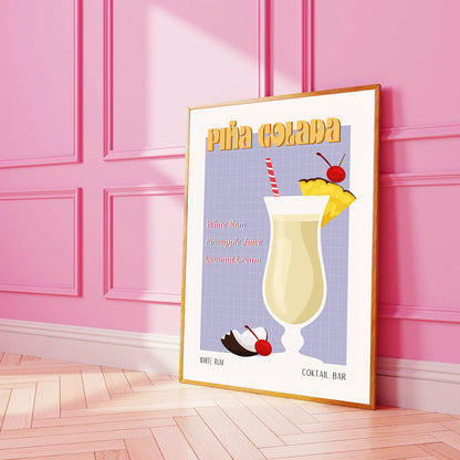 PINA COLADA PRINT - Cartel de bar - Decoración de pared - Cartel de cóctel - Decoración de interiores