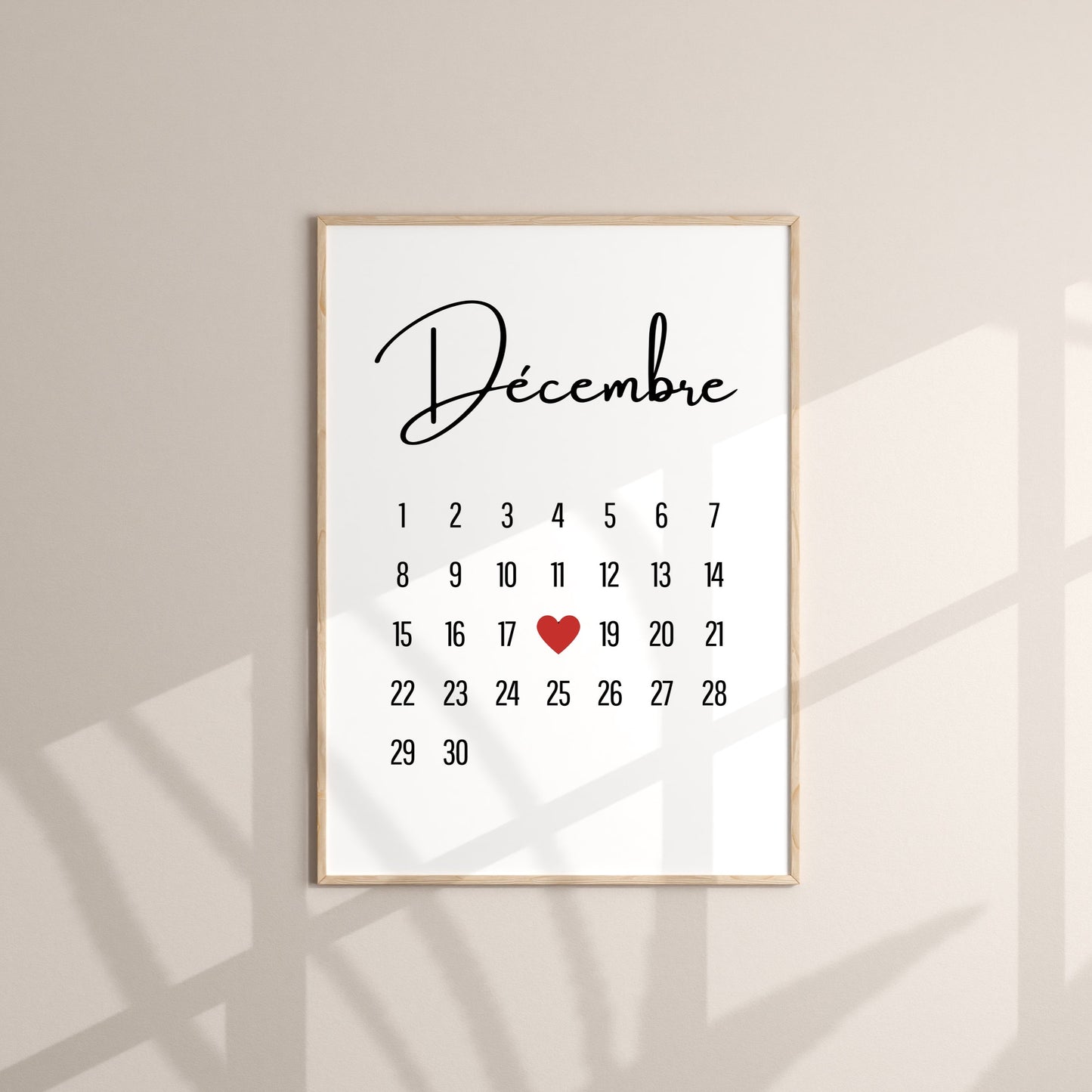 Affiche Personnalisable Date Calendrier