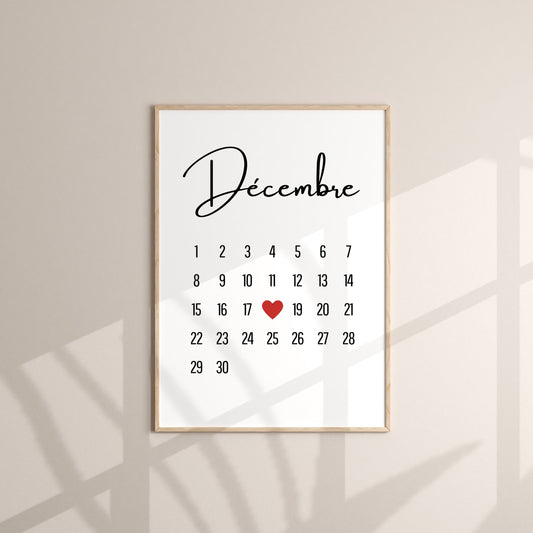 Affiche Personnalisable Date Calendrier