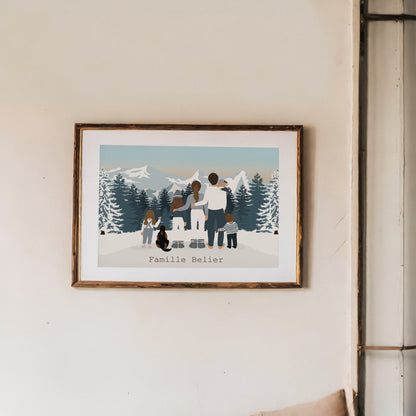 Illustration Portrait de Famille de Dos