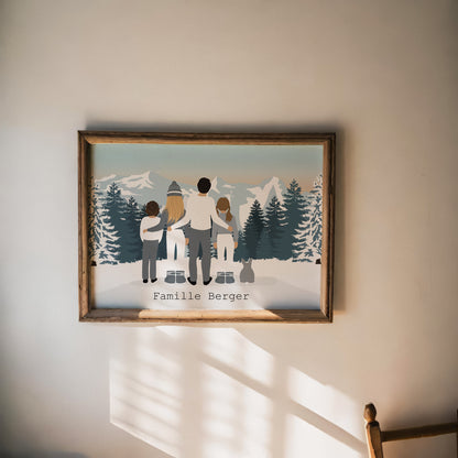 Illustration Portrait de Famille de Dos