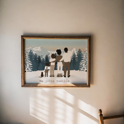 Illustration Portrait de Famille de Dos