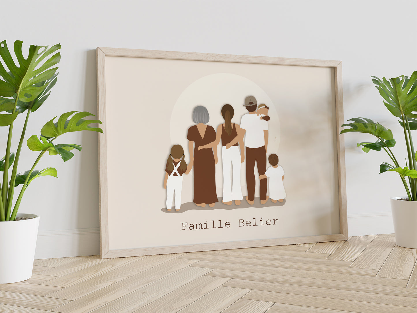 Illustration Portrait de Famille de Dos