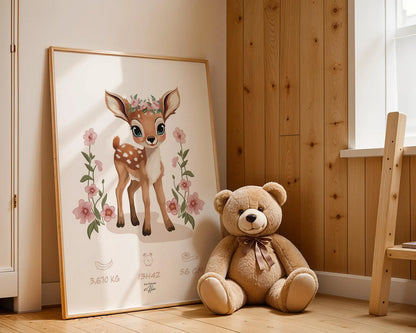 Affiche Naissance Biche Personnalisable