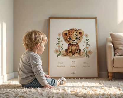 Affiche Naissance Leopard Personnalisable