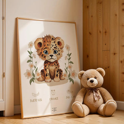 Affiche Naissance Leopard Personnalisable