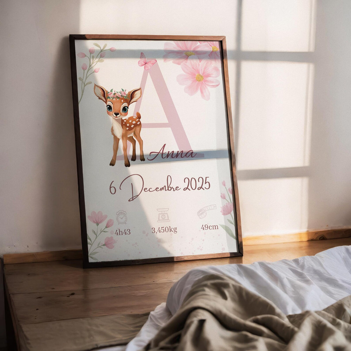 Affiche Naissance Biche Personnalisable